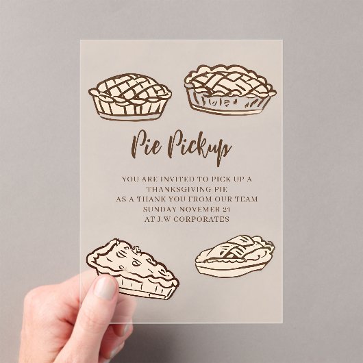 Invitations En Acrylique Doodle Hand Drawn Pie Pickup Thanksgiving (In situ (ordinateur de poche))