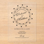 Invitations En Acrylique Doodle Hearts Frame Script Wedding (Recto)