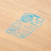 Invitations En Acrylique Doodle Illustré À La Main Mariage Bleu Enregistrer (Poser)