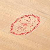 Invitations En Acrylique Doodle Pasta and Pacifiers Baby Shower  (Poser)