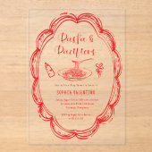 Invitations En Acrylique Doodle Pasta and Pacifiers Baby Shower  (Recto)