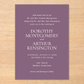 Invitations En Acrylique Dorothy Purple Mariage élégant (Recto)