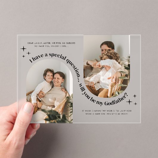 Invitations En Acrylique Double Arch Photo Godfather Proposal (In situ (ordinateur de poche))