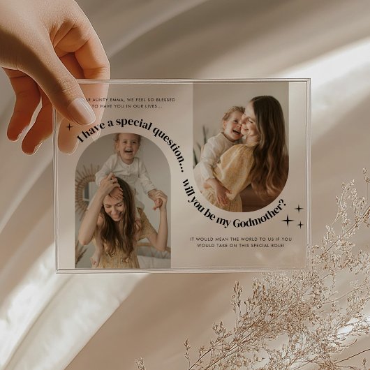 Invitations En Acrylique Double Arch Photo Godmother Proposal
