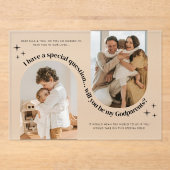 Invitations En Acrylique Double Arch Photo Godparents Proposal (Recto)
