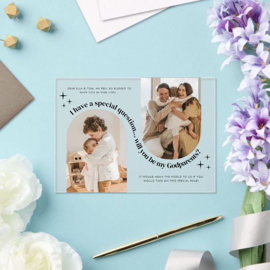 Invitations En Acrylique Double Arch Photo Godparents Proposal (Insitu (Mariage))