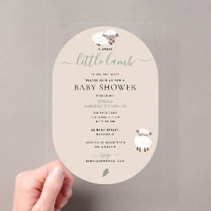 Invitations En Acrylique Douce agnelle Douces Animaux de Ferme Baby Shower