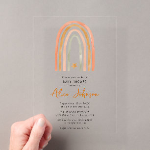 Invitations En Acrylique Douce Arc-en-ciel Et Étoile Boho Baby Shower