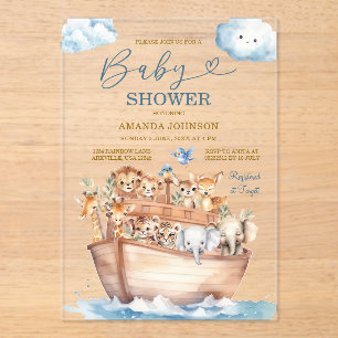 Invitations En Acrylique Douce Arche de Noé Fête de Bébé Bohème Genre Neutr