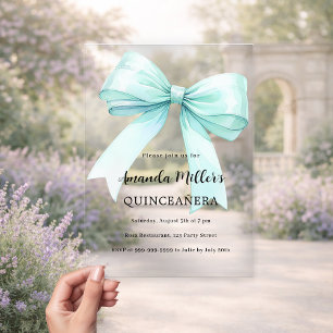 Invitations En Acrylique Douce arche Quinceanera verte menthe claire