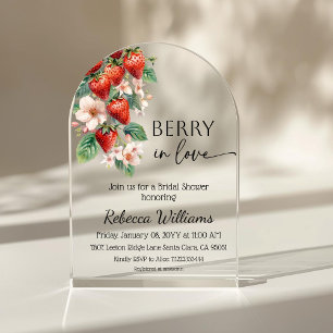 Invitations En Acrylique Douce Baie en Amour Fête de Mariage de la Fraise
