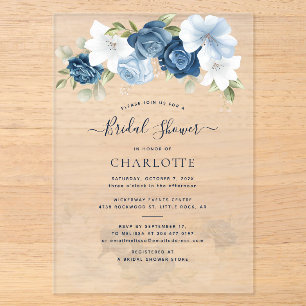 Invitations En Acrylique Douce Fête de Mariage Florale Aquarelle
