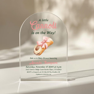 Invitations En Acrylique Douce Fille au Nœud Rose Cannoli Baby Shower Itali
