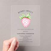 Invitations En Acrylique Douce Fille Rose Fraise Bébé Shower (In situ (ordinateur de poche))