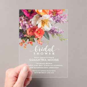 Invitations En Acrylique Douce Mariage Florale Vibrante