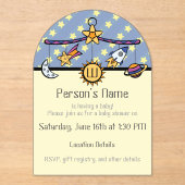 Invitations En Acrylique Douce Nuit Mobile Fête de Bébé (Recto)