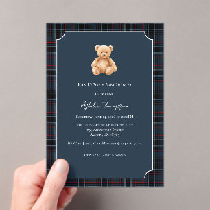 Invitations En Acrylique Douce Nuit Ourson Bébé Fille Garçon Baby Shower 