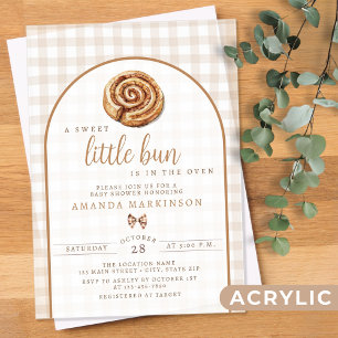 Invitations En Acrylique Douce petite brioche au four Fête prénatale neutre