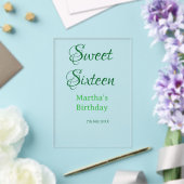 Invitations En Acrylique Douce Seize vert nom date calligraphie boho ret (Insitu (Mariage))