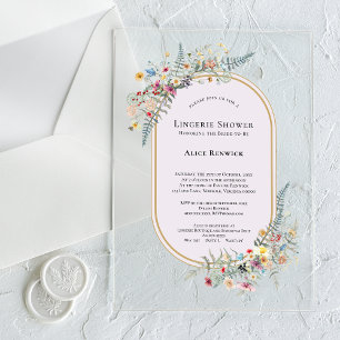 Invitations En Acrylique Douche de lingerie lavande fougère fleur sauvage b