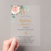 Invitations En Acrylique douche de mariée à l'eucalyptus rose (In situ (ordinateur de poche))