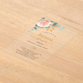 Invitations En Acrylique douche de mariée à l'eucalyptus rose (Poser)