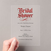 Invitations En Acrylique douche gothique nuptiale Rouge Script métallique (In situ (ordinateur de poche))