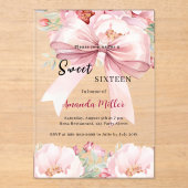 Invitations En Acrylique Doux 16 boucles d'aquarelle rose clair (Recto)