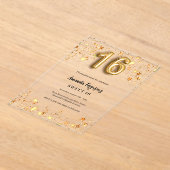 Invitations En Acrylique Doux 16 étoiles or clair (Poser)