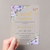 Invitations En Acrylique Doux 16 Seize Papillons Floraux Lilac Violet (In situ (ordinateur de poche))