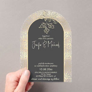 Invitations En Acrylique Doux romantique confetti floral