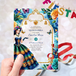 Invitations En Acrylique Douze ans et demi Papillons de Quinceañera Fête Fl