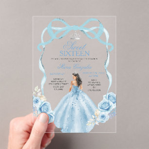 Invitations En Acrylique Douze ans sucrés Argent et Bleu Bébé Anniversaire