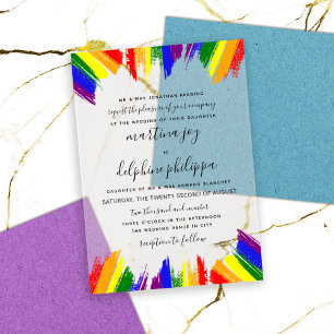 Invitations En Acrylique Drapeau de fierté aux coups de pinceau Mariage for