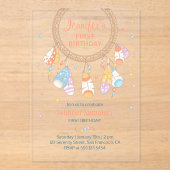 Invitations En Acrylique Dreamcatcher Boho Baby Premier anniversaire Transp (Recto)