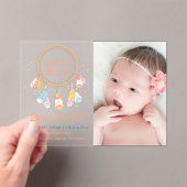 Invitations En Acrylique Dreamcatcher New Baby Newborn Birth Announcement (In situ (ordinateur de poche))