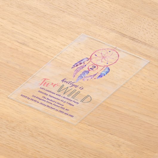 Invitations En Acrylique Dreamcatcher Two Wild 2e anniversaire (Poser)