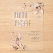 Invitations En Acrylique Dreamy Foliage Mariage Blush Pink ID817 (Recto)
