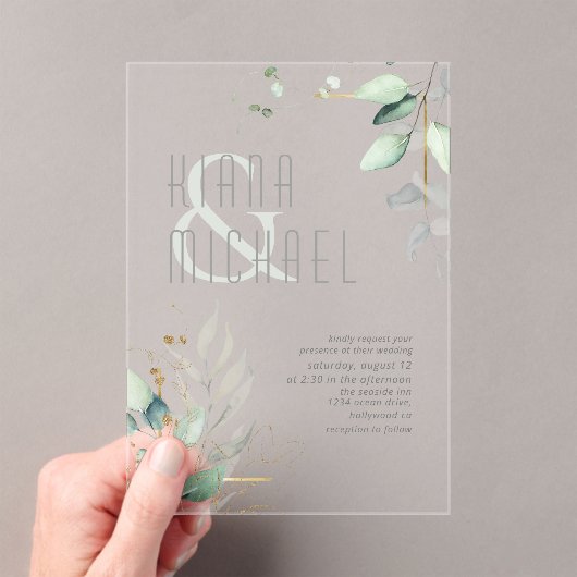 Invitations En Acrylique Dreamy Greenery Mariage Green/Blue ID817 (In situ (ordinateur de poche))