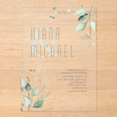 Invitations En Acrylique Dreamy Greenery Mariage Green/Blue ID817 (Recto)