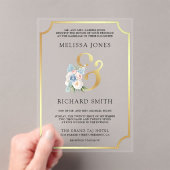 Invitations En Acrylique Dreamy Soft Blue Pink Floral Wedding (In situ (ordinateur de poche))
