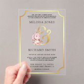 Invitations En Acrylique Dreamy Soft Pink Floral Gold Wedding (In situ (ordinateur de poche))