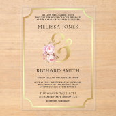 Invitations En Acrylique Dreamy Soft Pink Floral Gold Wedding (Recto)
