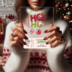 Invitations En Acrylique Drôle de HO HO HO Fête de Noël rétro entre amis 