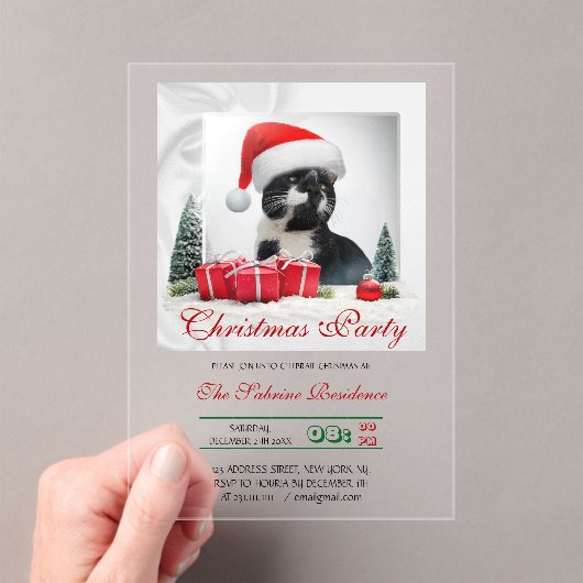 Invitations En Acrylique Drôle Sarcastique Chat Santas Casquette Noël (In situ (ordinateur de poche))