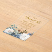 Invitations En Acrylique Dusty Bleu Blanc Floral Doux 16 (Poser)