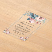 Invitations En Acrylique Dusty Blue and Pink Floral Wedding (Poser)