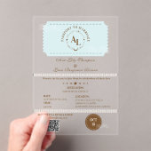 Invitations En Acrylique Dusty Blue Boarding Pass Mariage cosmique (In situ (ordinateur de poche))