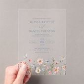 Invitations En Acrylique Dusty Blue Boho Fleur sauvage Jardin Mariage (In situ (ordinateur de poche))