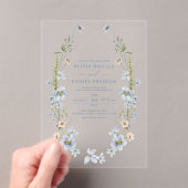 Invitations En Acrylique Dusty Blue Boho Fleur sauvage Jardin Mariage (In situ (ordinateur de poche))